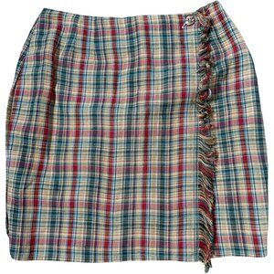 Vintage Daniel Hetcher Mini Skirt Plaid Preppy Academia Wrap Skirt S